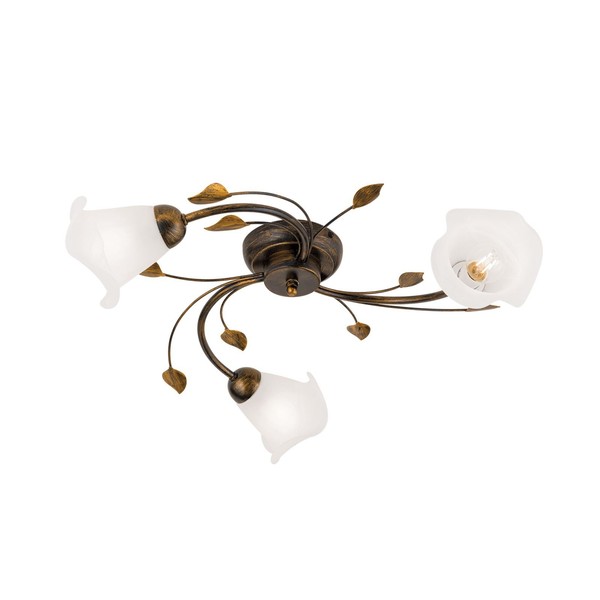 Deckenleuchte Metall Glas 60 Cm Breit Shabby Antik Weiß E14 3-Flammig-image