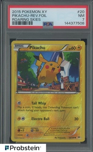 2015 Pokemon XY Roaring Skies #20 Pikachu Reverse Foil PSA 7 NM