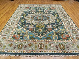 Turkish Oushak Rug(Geometric)Multicolored Handmade Bohemian Rug 8x10.3 Ft
