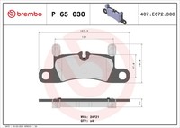 Hinterachse Brembo P 65 030 Bremsbelagsatz, Scheibenbremse FüR Porsche