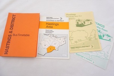 1980 Hastings & District Kent National Bus Reisebus Fahrplan & Streckenplan Sehr guter Zustand