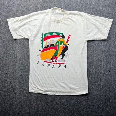 Vintage España T-Shirt Mens XL White Matador Bullfight Graphic Tee