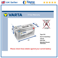 Battery fits ROLLS ROYCE WRAITH PHANTOM GHOST CORNICHE SILVER SPIRIT 1989 on 019