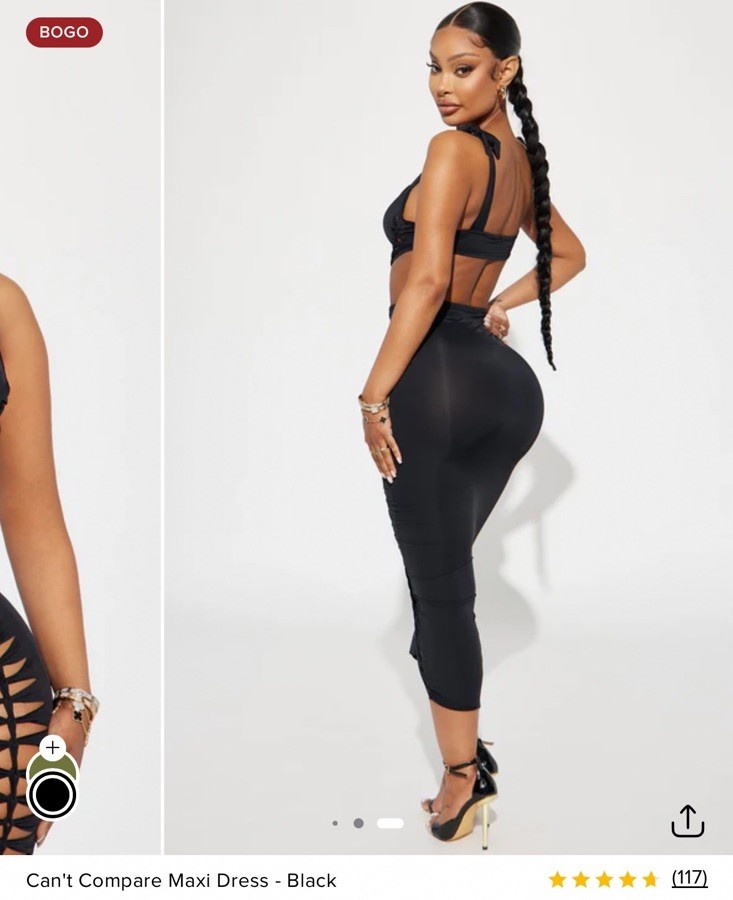 New Sz Small ❤️ Fashion Nova Women’s Open Back Bodycon Black Pencil Midi Dress View 3