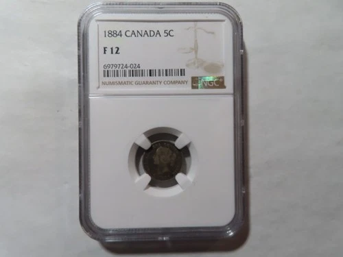 Q27 Canada 1884 5 Cent NGC F-12