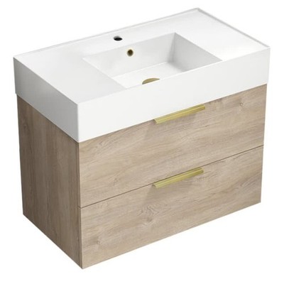 Nameeks Derin-3217-W Derin 32'' Wall Mounted Single Basin Vanity - Brown Oak /