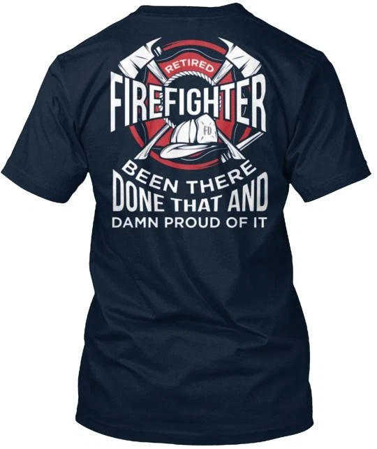 Retired Firefighter T T-Shirt Made in the USA Size S to 5XL