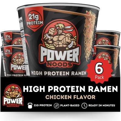 Power Noods High Protein Ramen Noodles - 6 or 12 Pack | Protein Ramen Cups fo...