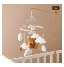 Wooden Baby Crib Mobile Bed Bell Rattle Toy with Bracket