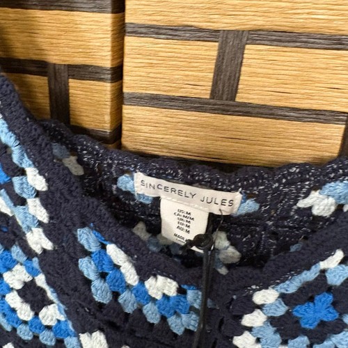 Sincerely Jules Blue Crochet Crop Top Size Medium - Picture 3 of 5