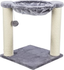 Small Cream Cat Tree Scratching Post Hammock Natural Sisal Plush Pom Pom Toy