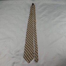 Burberrys Of London Tie Mens One Size Green Silk Geometric Made USA Pattern