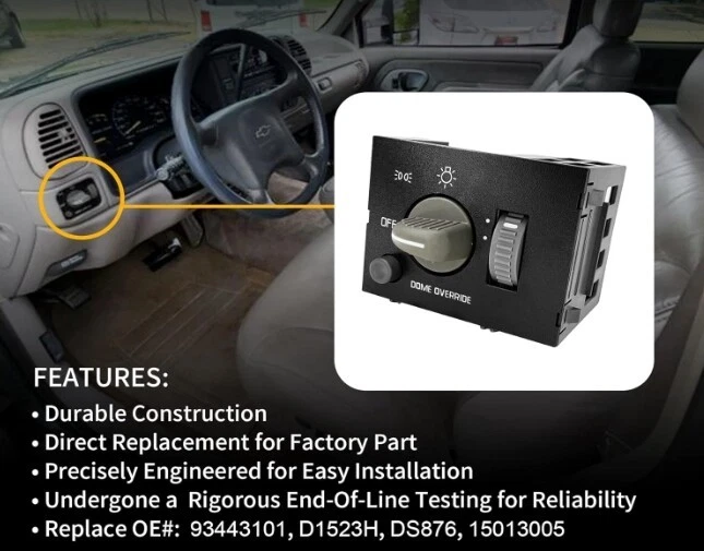 Dash Mounted Headlight Headlamp Parking Switch For Chevy Chevrolet GMC Truck - Image 2 of 4