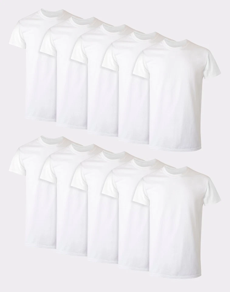 Hanes 10-Pack Men Tee T-Shirt ComfortSoft White Crewneck Undershirt Short Sleeve