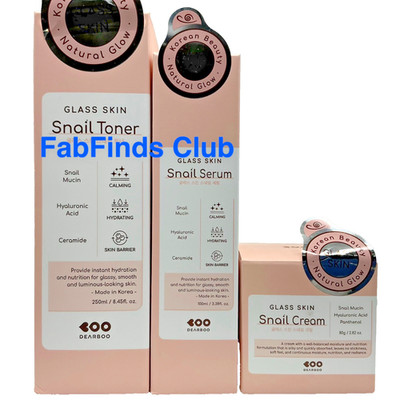 Korean Dearboo Glass Skin Snail Serum, Toner, Cream