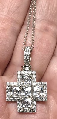 Tycoon for Bella Luce Cubic Zirconia Cross Pendant Sterling Silver Necklace 18''