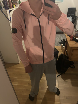 Stone Island Herren Jacke Rosa Gr. L Windbreaker Acryl Kapuze Reißverschluss