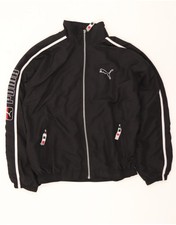 PUMA Mens Graphic Tracksuit Top Jacket Small Black Polyester DE65