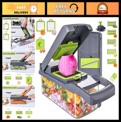 13-in-1 Vegetable Chopper & Slicer with 7 Blades, Spice Chopper, Onion & Fruit C