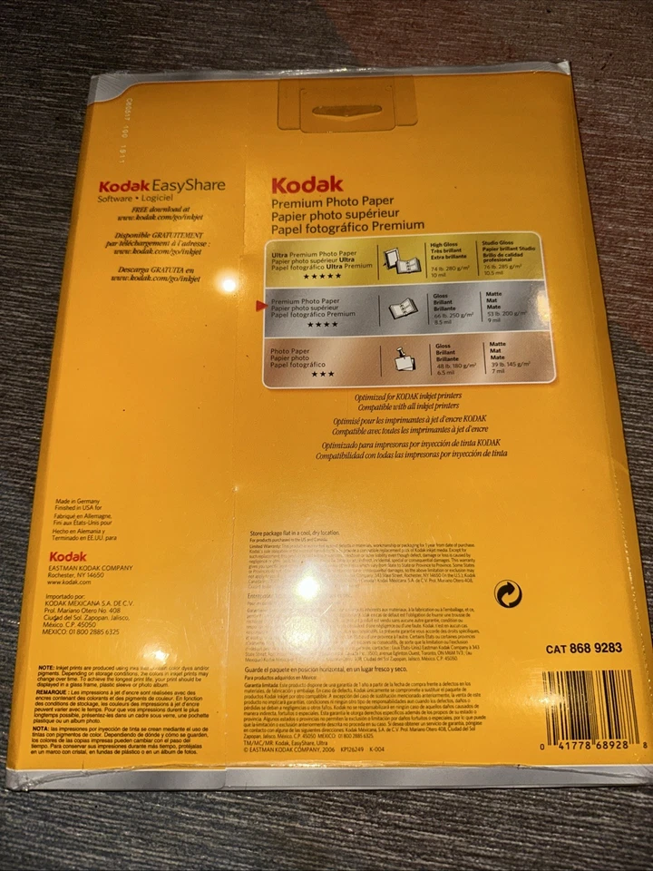 Kodak Premium Photo Paper - Gloss - Instant Dry 8.5x 11 in. 25 Sheets NEW SEALED - Image 2 of 2
