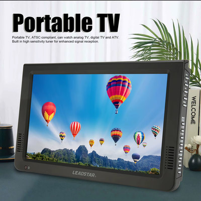 Portable TV 10 Inch High Sensitivity Tuner Rechargeable ATSC Digital TV for Car 