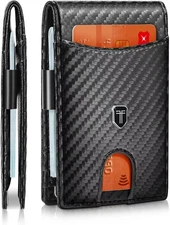 Gostwo Slim Wallet for Men Minimalist Front Pocket Bifold Carbon Black 