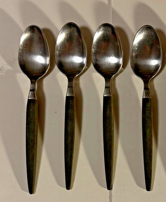 SIX MCM MODERN ELEGANCE STANLEY ROBERTS STAINLESS STEEL  SPOONS 4 TEA & 2 SOUP