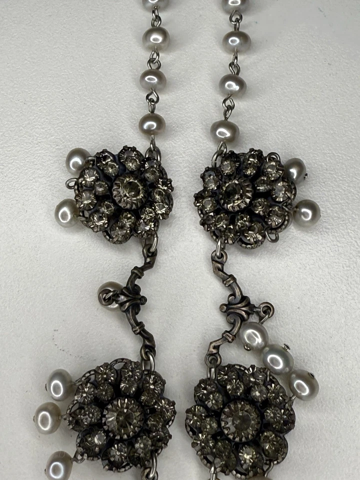 LIZ PALACIOS SF Rhinestone Flower Link Bronze Tone Necklace Estate San Francisco - Image 4 of 4