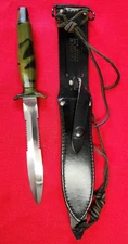 ORIGINAL GERBER MK2 FIGHTING KNIFE CAMO AND SHEATH, MADE IN 1977