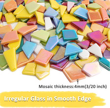 Iridescent Glass Mosaic Tiles for Crafts Bulk,200g Broken Mosaic Glass Pieces...