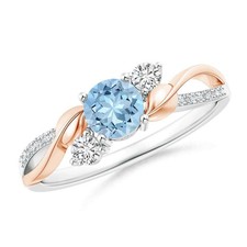 925 Sterling Silver Round Aquamarine Gemstone Solitaire with Accents Ring Size 7