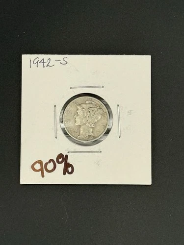 1942 - S Mercury Dime 10c Silver Uncirculated 10 Cents US Type Coin 90% Silver