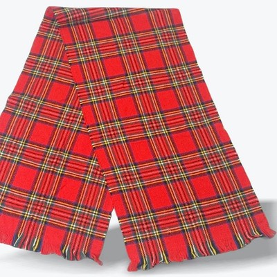 Andante Scottish Plaid Pure New Wool Scarf Made in Scotland Fringe 52 X 12 in