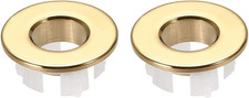 Sink Basin Trim Overflow Cover Copper Insert in Hole round Caps Gold Tone 2Pcs