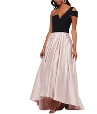 Betsy & Adam Womens High-Low Asymmetrical Dress, Beige, 10