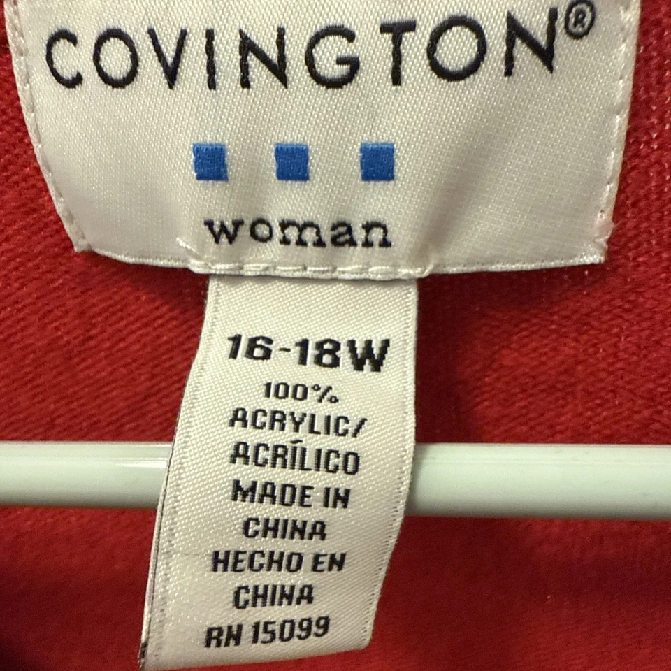 Suéter para mujer Covington rojo con cuentas talla 16-18 mangas 3/4 cuello redondo acrílico Foto 2 de 4