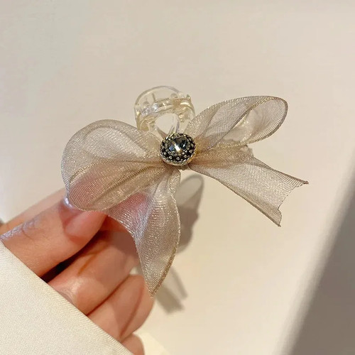 Korean 1/2 PC Black Red Bow Small Velvet Hair Claw Clip Clamp Headwear Women - Picture 9 of 38