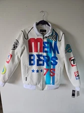 Members Only Racing Motorcycle Faux Leather Full Zip Bomber Jacket Men’s Small