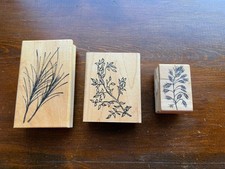 3 Mixed Image Branches/Leaves Mounted Rubber Stamps, Craft Stamps