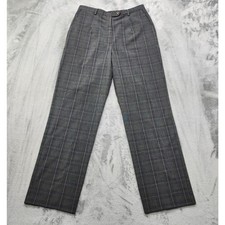 Vintage 90s Sag Harbor Pants Womens 10 Gray Black Purple Plaid High Rise Trouser