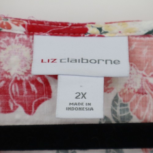 Liz Claiborne Top Womens 2X White Boho Garden Party Peasant Grannycore Feminine - Picture 2 of 14