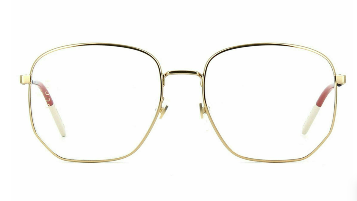 New GUCCI Eyeglasses GG0396O 002 56-18 140 Gold Frames Blue, Red