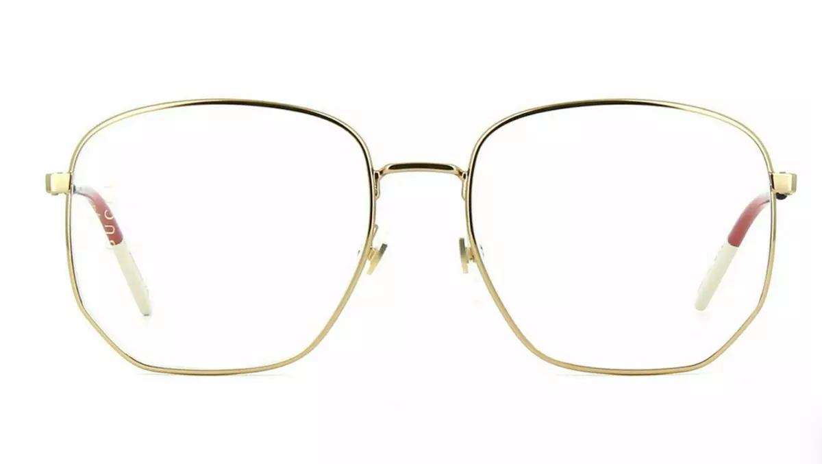New GUCCI Eyeglasses GG0396O 002 56 18 140 Gold Frames Blue Red