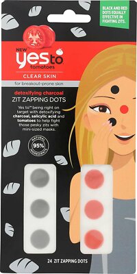 Yes To Tomatoes Detoxifying Charcoal Zit Zapping Dots, Red, 24 Count (1025182)