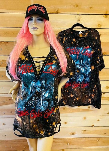 Motley Crue Bleached lace up t shirt 