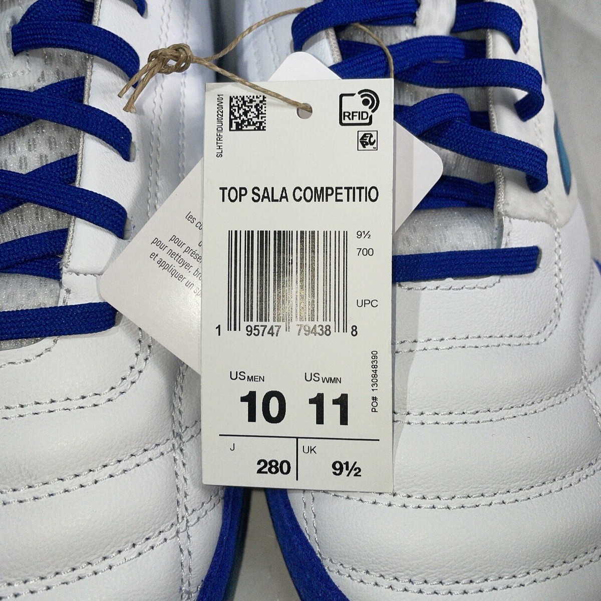 Size 10 - Adidas Top Sala Competition White Royal Blue Camo for