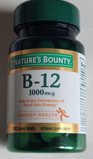 Nature's Bounty B-12 1000 mcg 100 Coated Tablets Aids in Energy Conversion