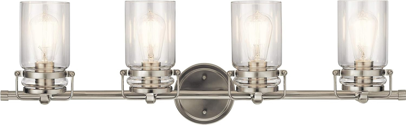 Brinley 32.25" 4-Light Vanity Light in Brushed Nickel with Clear Glass