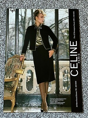 Seltenes Sammlerstück Vintage 1982 Zeitschrift Werbebild UK CELINE Paris Anzeige 80er