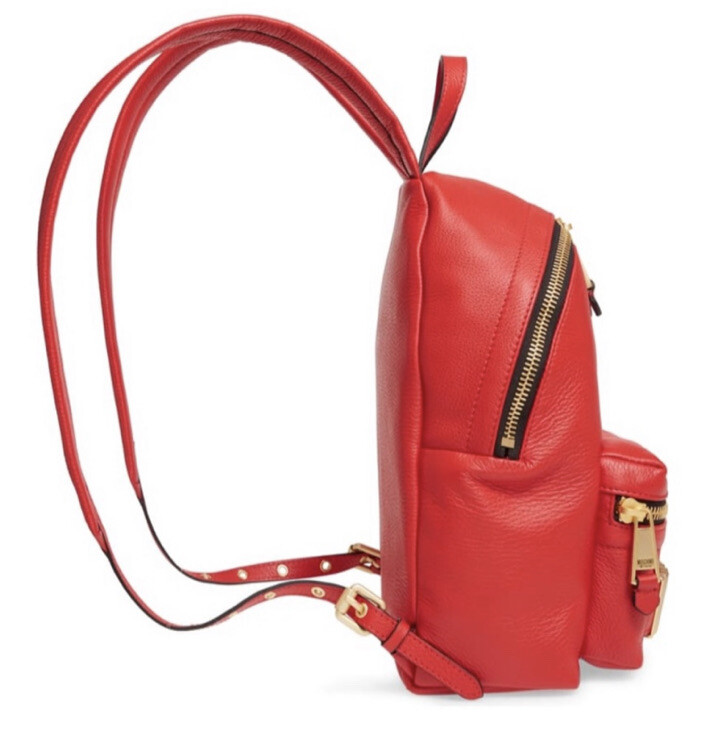 NWT MOSCHINO Logo Deerskin Leather Backpack NWT MOSCHINO Deer Leather Logo Backpack In Scarlett Red MSRP  main image 3